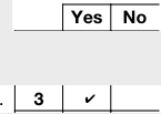 For Part III, the check is in the Yes column. A separate column contains the row number.